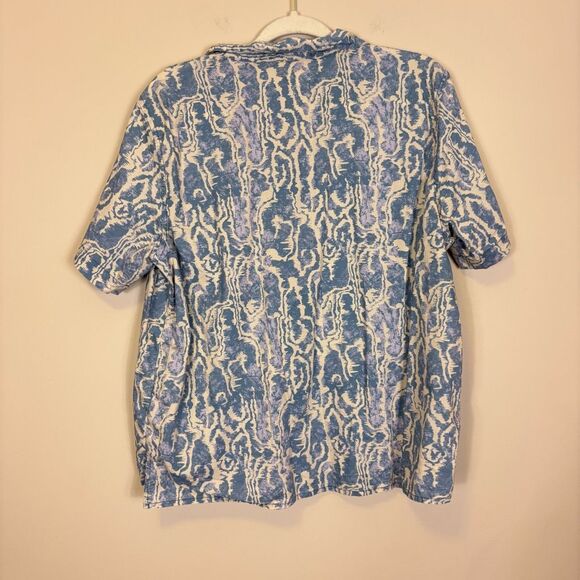 Kavu Men's Blue with Cream and Purple Patterned Button Front Short Sleeve XL - Picture 2 of 4